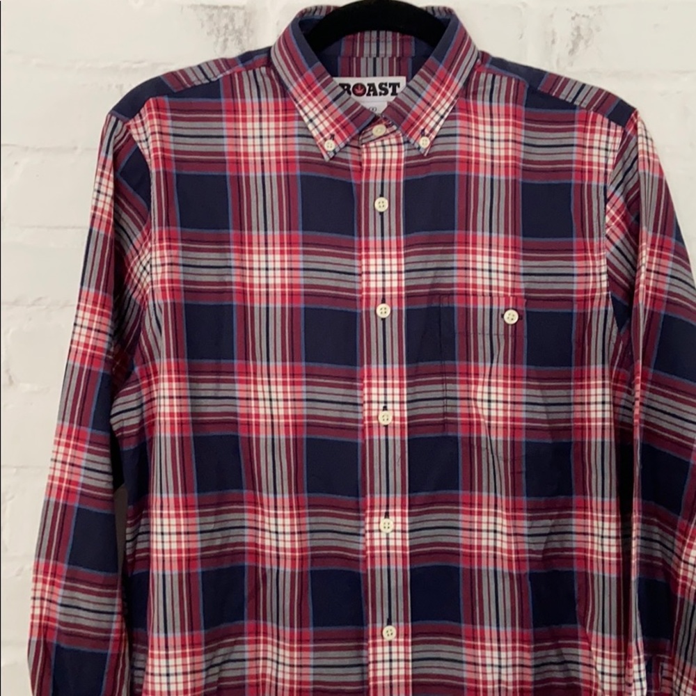 BOAST Mens Red and Blue Plaid Long Sleeve Button Down Shirt Size Small - Picture 3 of 8